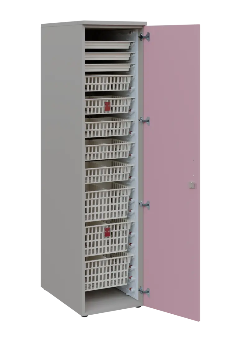 EUROMEDICA D - 46 ABS skříň léková boxová, 1-dveřová, pravá, 1950x460x735, korpus šedý, dvířka paste